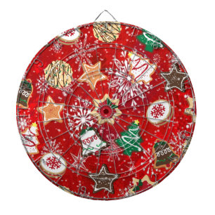 Jeu De Fléchettes Cookies de Noël et flocons de neige en rouge
