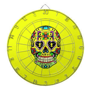 Jeu De Fléchettes Crâne à sucre jaune (Jour des morts) Tableau noir