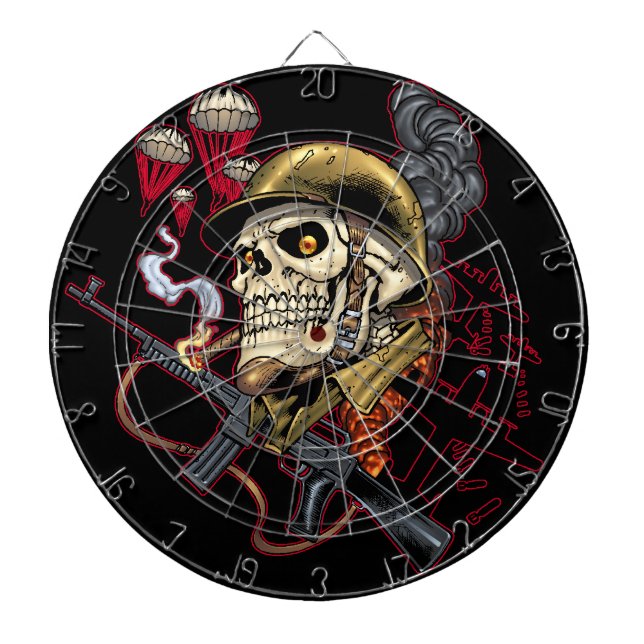 Jeu De Fléchettes Crâne aéroporté ou marin de parachutiste avec le (Devant)
