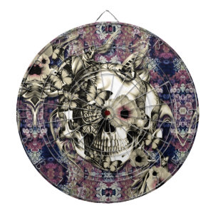 Jeu De Fléchettes Crâne fait de pavots et papillons