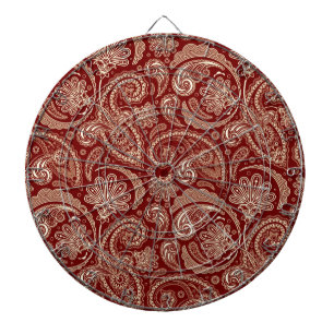 Jeu De Fléchettes Crème Rouge Crimson Et Beige Vintage Paisley
