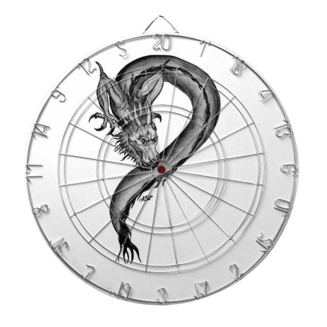 Jeu De Fléchettes Dragon noir et blanc (Devant)