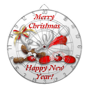 Jeu De Fléchettes Drôle Père Noël et Reindeer Cartoon Dartboard