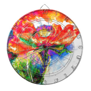 Jeu De Fléchettes Elégante aquarelle rouge florale