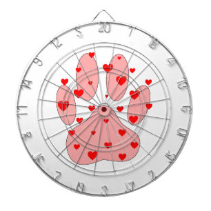 Jeu De Fléchettes Empreinte de patte rose aux coeurs
