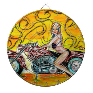 Jeu De Fléchettes Fille de Popart sur une moto
