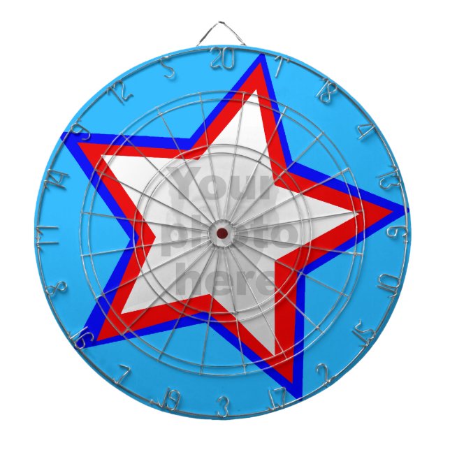 Jeu De Fléchettes Fun star rouge & bleu ajouter votre propre carte p (Devant)