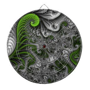 Jeu De Fléchettes Monde Fantastique Art Fractal Abstrait Vert Et Gri