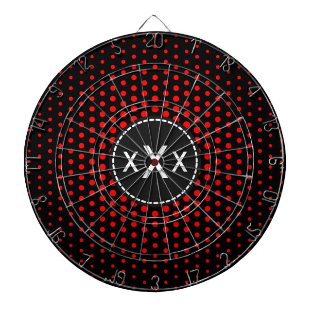 Jeu De Fléchettes Monogramme moderne des points Techno rouges (Devant)