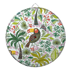 Jeu De Fléchettes Motif Coloré Oiseau Exotique Et Fleurs