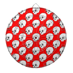 Jeu De Fléchettes Motif crâne sur Arrière - plan rouge