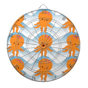 Jeu De Fléchettes Motif Octopus Orange Et Vagues Bleues
