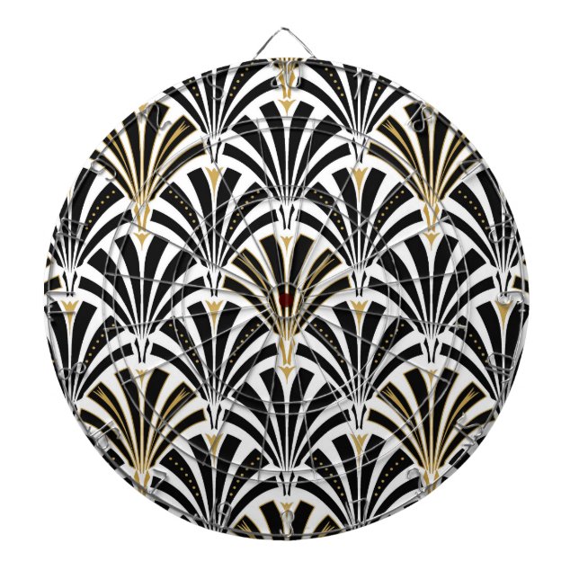 Jeu De Fléchettes Motif ventilateur Art déco - noir et blanc (Devant)
