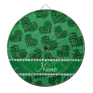 Jeu De Fléchettes Nom personnalisé coeur léopard vert