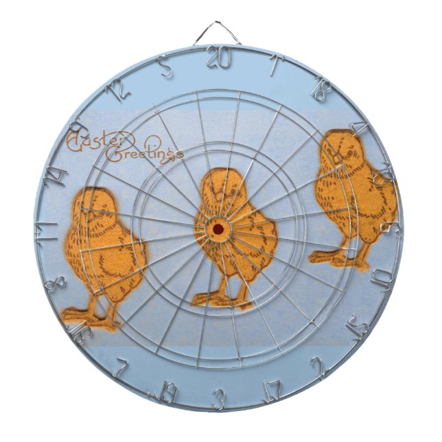 Jeu De Fléchettes Pâques Salutations poussins en Bleu (Devant)