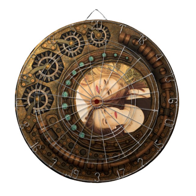 Jeu De Fléchettes Photo Custom Steampunk Clock Time Metal Gears (Devant)
