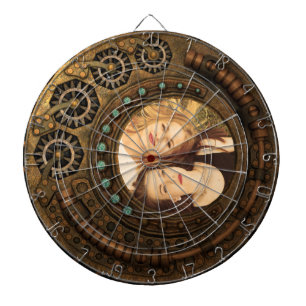 Jeu De Fléchettes Photo personnalisée Steampunk Horloge Heure Metal 
