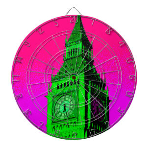 Jeu De Fléchettes Pop Art Big Ben Londres Voyage rose Vert