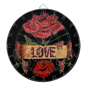 Jeu De Fléchettes RAB Rockabilly Saint-Valentin Roses, Amour & Rouge