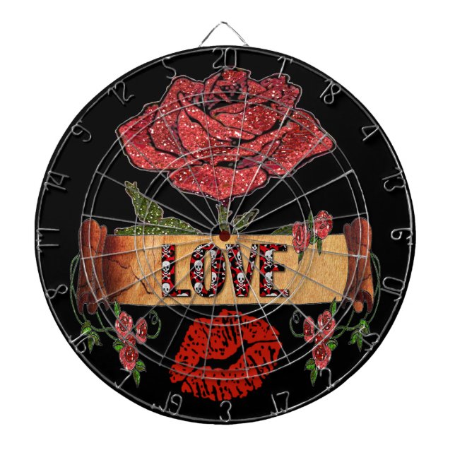 Jeu De Fléchettes RAB Rockabilly Valentine Roses, Love & Lipstick (Devant)