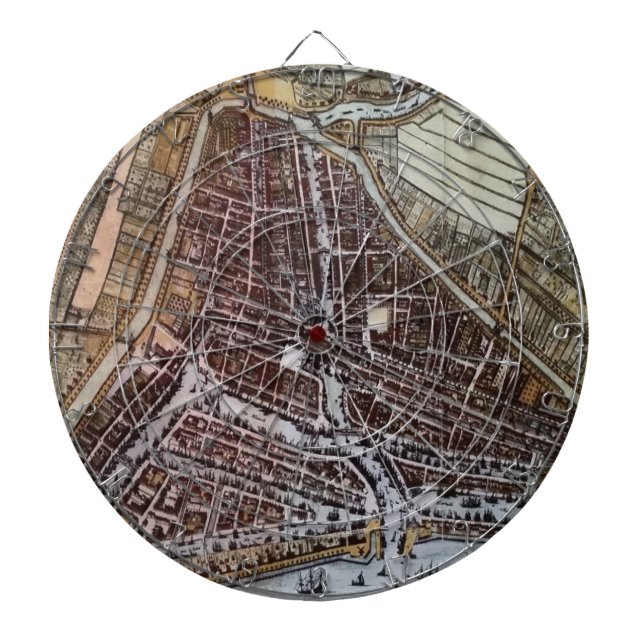 Jeu De Fléchettes Réplique carte de la ville de Rotterdam 1652 (Devant)