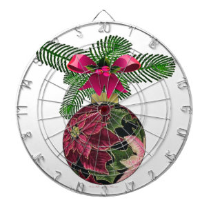 Jeu De Fléchettes Retro les années 50 Poinsettia Ornement Bourgogne
