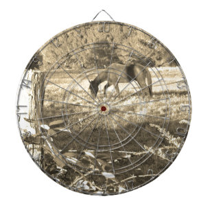 Jeu De Fléchettes Sepia ton cheval Brown et clôture