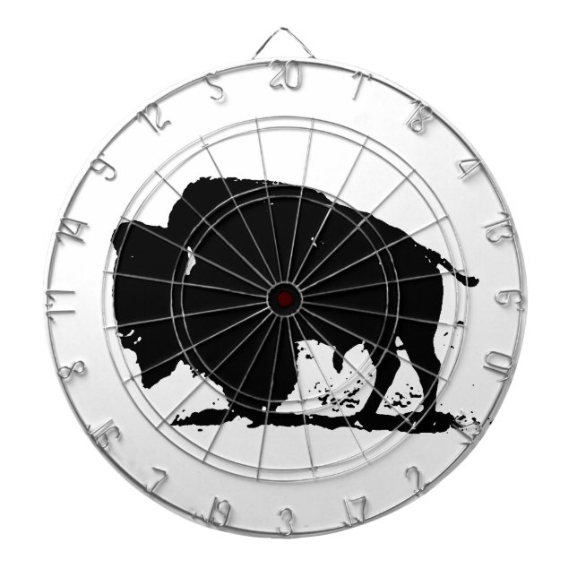 Jeu De Fléchettes Silhouette de buffle noir et blanc (Devant)