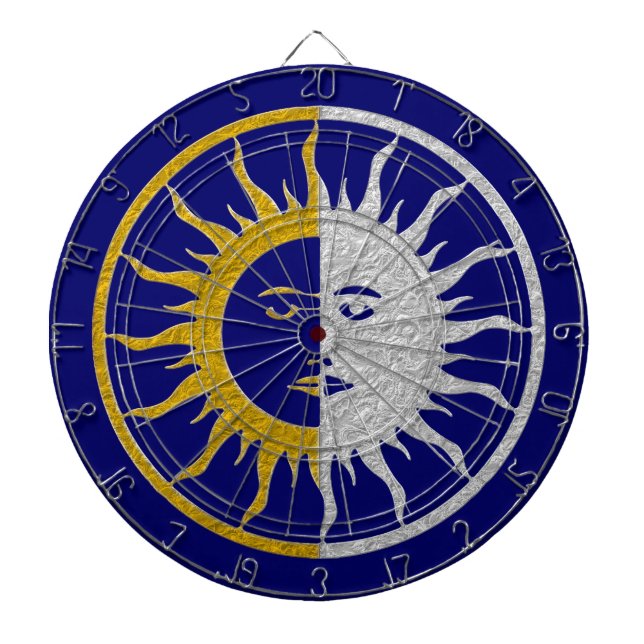 Jeu De Fléchettes SOLEIL & LUNE en or & argent (Devant)