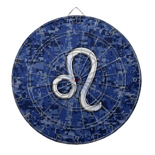 Jeu De Fléchettes Symbole Leo Zodiac sur la Camo numérique bleu mari