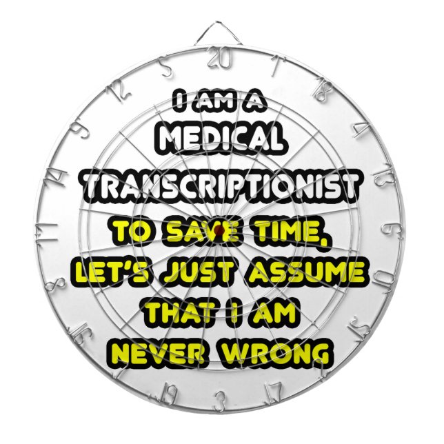 Jeu De Fléchettes T-shirts transcriptionnistes Médicales amusants (Devant)
