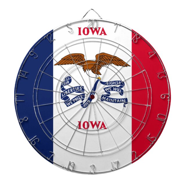 Jeu De Fléchettes Tableau avec Drapeau de l'Iowa, États-Unis (Devant)