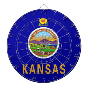 Jeu De Fléchettes Tableau avec Drapeau du Kansas, États-Unis