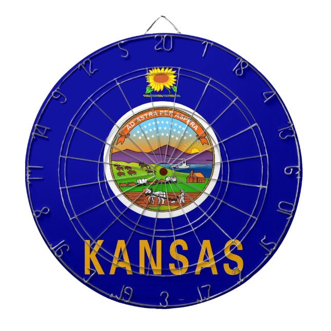 Jeu De Fléchettes Tableau avec Drapeau du Kansas, États-Unis (Devant)