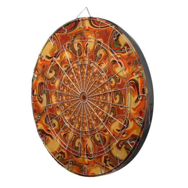Jeu De Fléchettes Tons Abstraits orange, marron et vert (Devant droit)