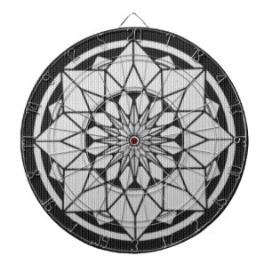 Jeu De Fléchettes Tricot Star Mandala noir et blanc