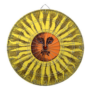 Jeu De Fléchettes Vintage jaune céleste souriant Joyeux soleil hippi