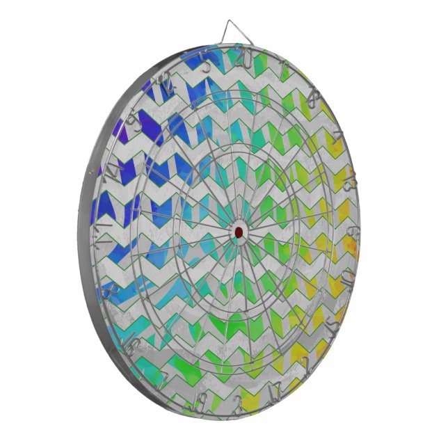 Jeu De Fléchettes Zebra Chevron Rainbow et White Print (Devant gauche)