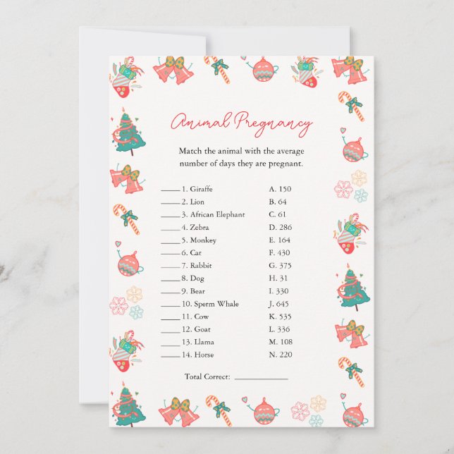 Jeu de Grossesse animale Carte de Baby shower de N (Devant)