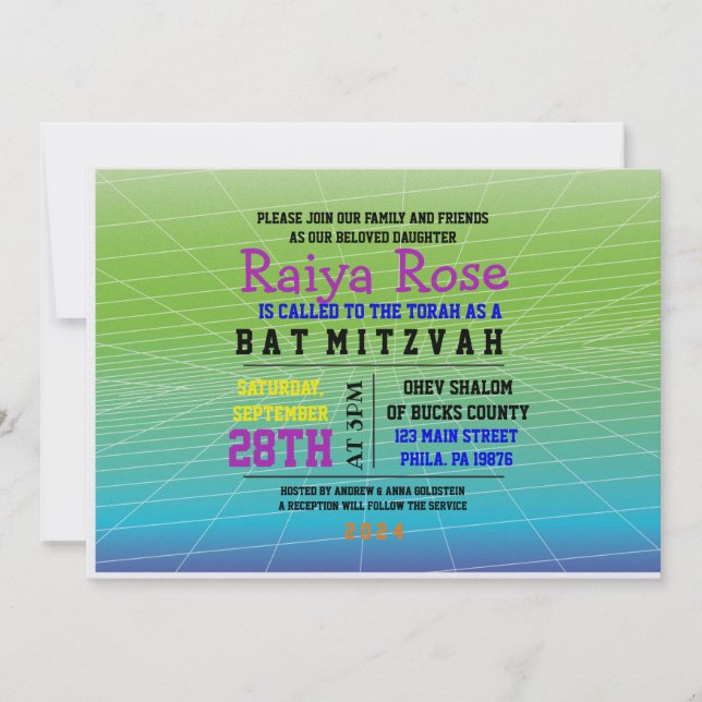 JEU DE JEUX Bat mitzvah NUMÉRIQUE Invitation (Devant)