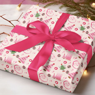 Jeu de Noël rétro de 3 papier d'enveloppement