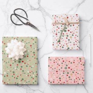 Jeu de papier à envelopper Confetti Polka de Noël