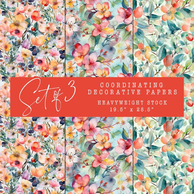 JEU DE PAPIER DÉCORATIF DES BLOSANS PRINTEMPS (SPRING BLOSSOMS WRAPPING PAPER SHEETS)