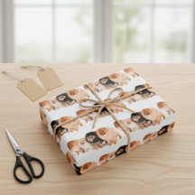 Jeu de papier d'emballage poméranien adorable