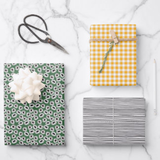 Jeu de papier d'enrobage En vichy tournesol