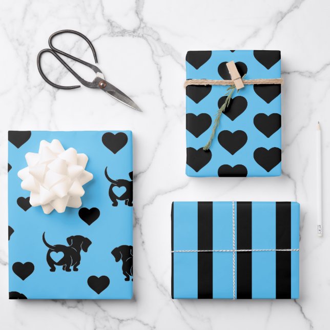 Jeu de papier d'enveloppement Dachshund Love (Recto)