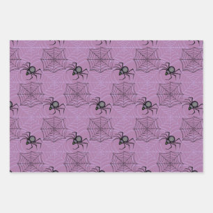 Jeu de papier d'enveloppement d'araignée violet de