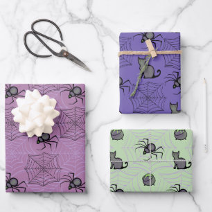 Jeu de papier d'enveloppement d'araignée violet de