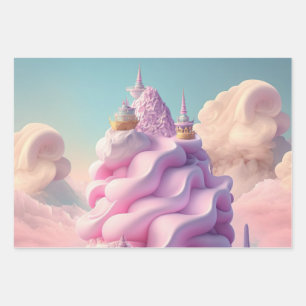 Jeu de papier d'enveloppement de bonbon de coton m