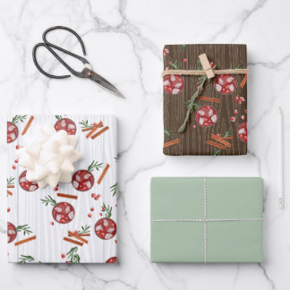 Jeu de papier d'enveloppement de cocktails de Noël